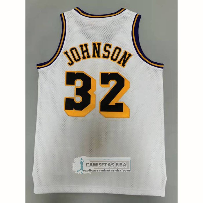 Camiseta Los Angeles Lakers Magic Johnson NO 32 Mitchell & Ness1984-85 Blanco